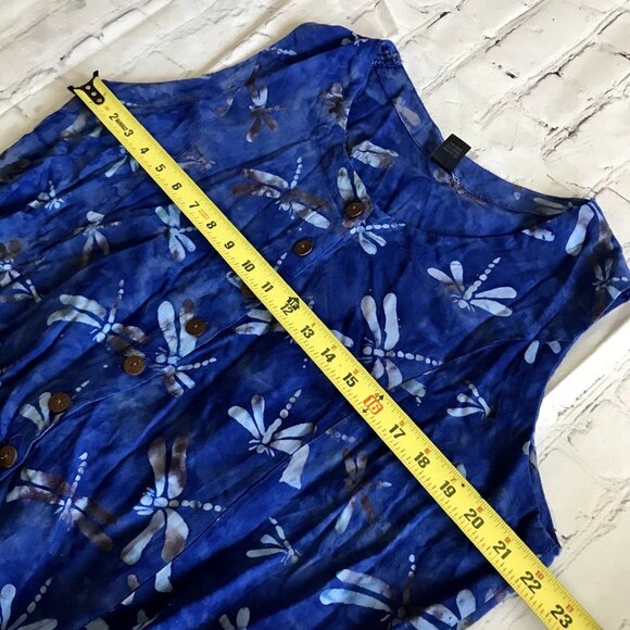HIBISCUS COLLECTION HAWAII Dress Dragonfly Print Sleeveless Blue Size XL - Picture 7 of 8